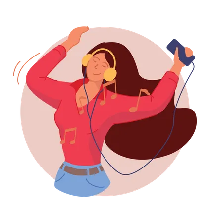 Girl listening music  Illustration