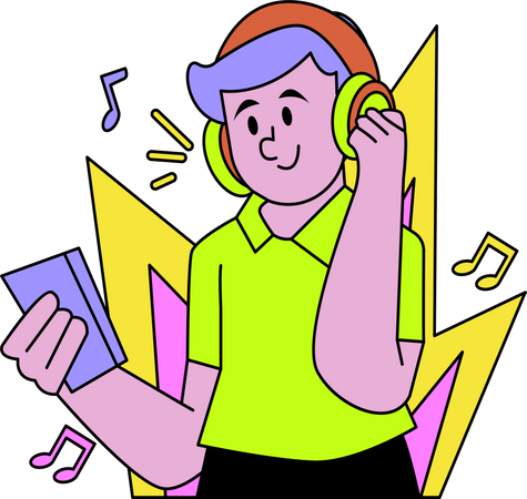 Girl Listening Music  Illustration