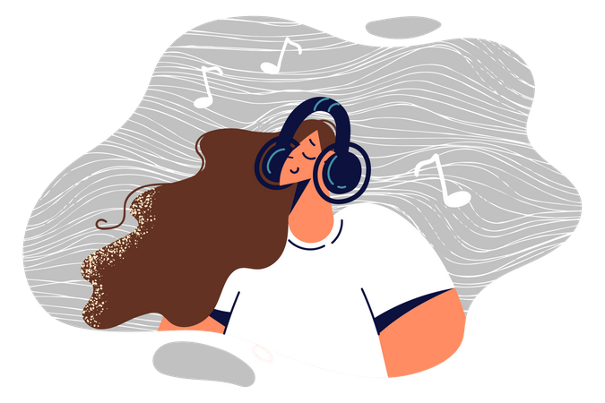 Girl listening music  Illustration