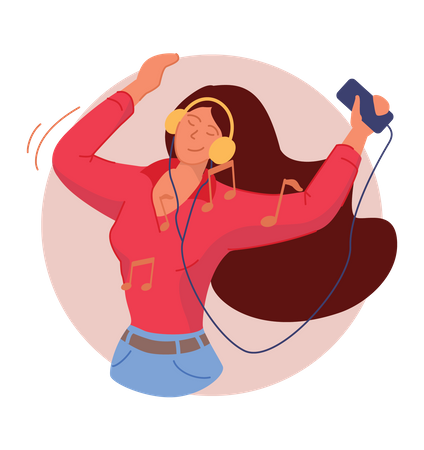 Girl listening music  Illustration