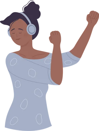 Girl listening music using headset  Illustration