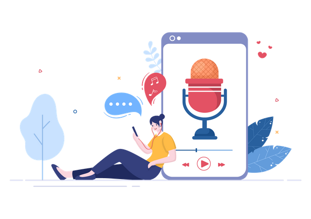 Girl listening Podcast  Illustration