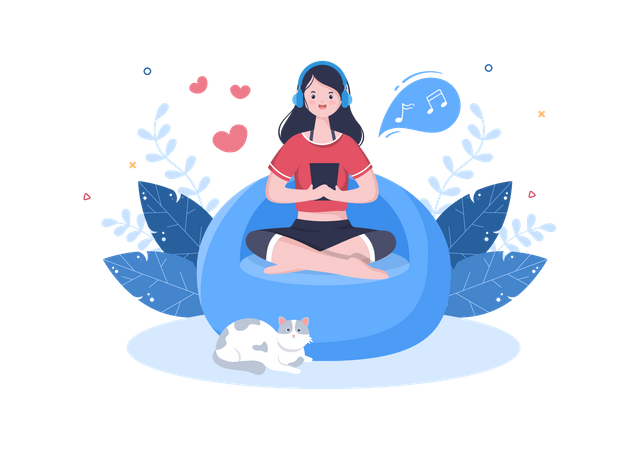 Girl listening Podcast  Illustration