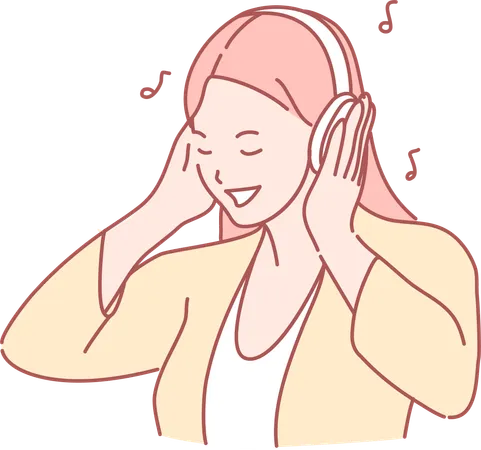Girl Listening To Music  Illustration