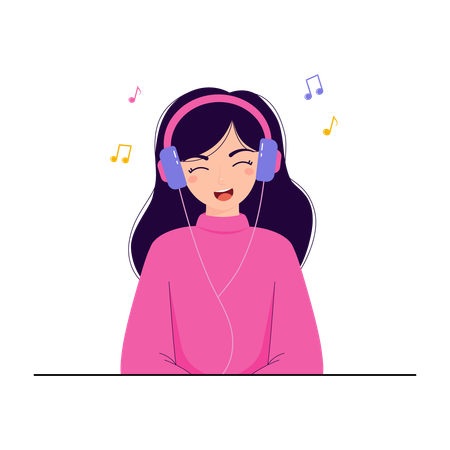 Girl listening to music  Illustration