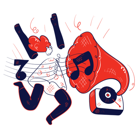Girl listening to music entertainment  Illustration