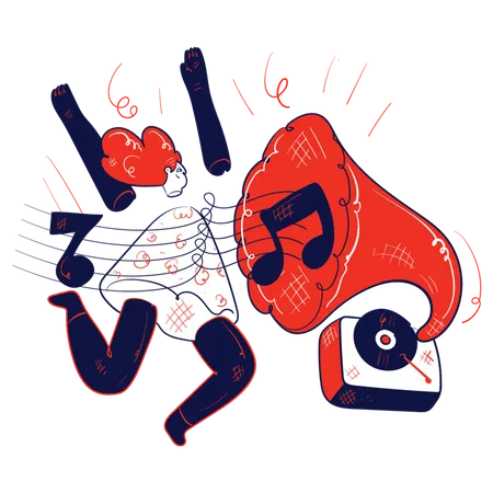 Girl listening to music entertainment  Illustration