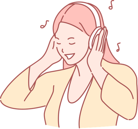 Girl Listening To Music  Illustration