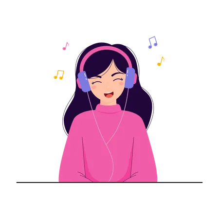 Girl listening to music  Illustration