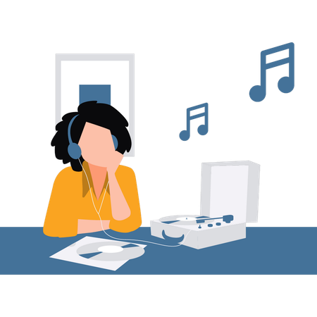 Girl listening to music  Illustration