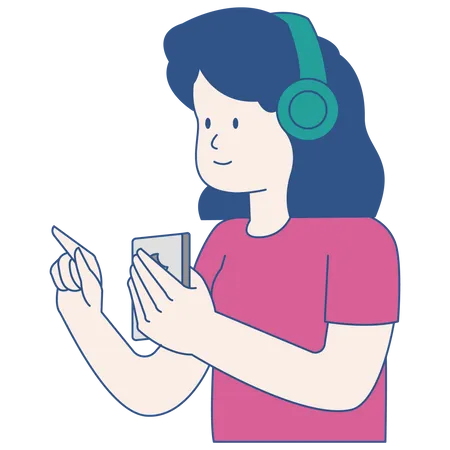 Girl Listening to podcast Illustration