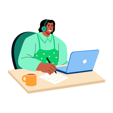 Girl listening to podcast  Illustration