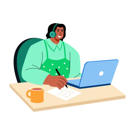 Girl listening to podcast  Illustration