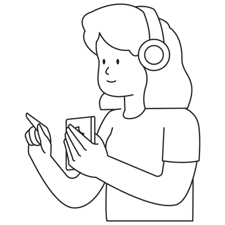 Girl Listening to podcast  Illustration