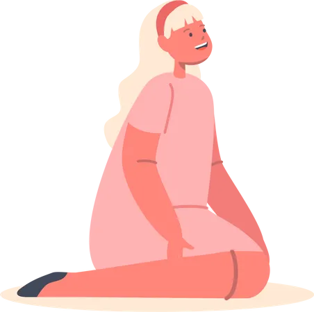 Girl listening while sitting on floor  Illustration