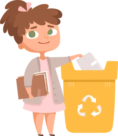 Girl littering book for recycing  Illustration