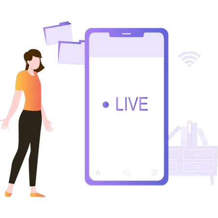 Girl live on mobile  Illustration