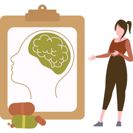 The Girl Is Looking At The Brain Report Illustration
