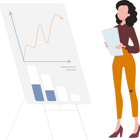 Girl looking at business graph  Illustration