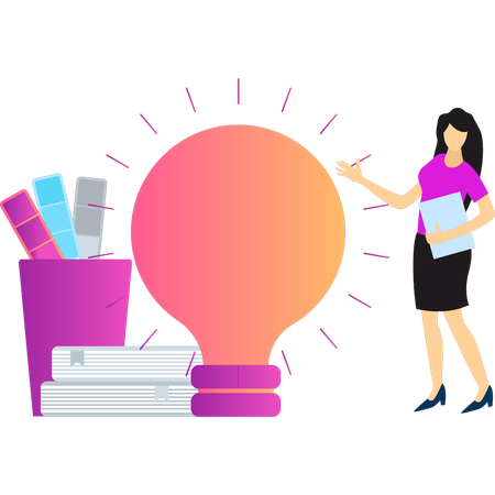 Girl looking at business idea  Illustration