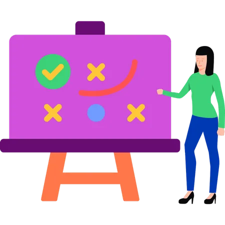 Girl looking at business strategy board  Illustration