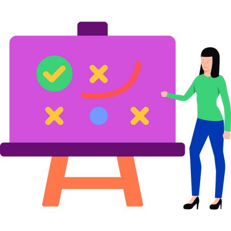 Girl looking at business strategy board  Illustration