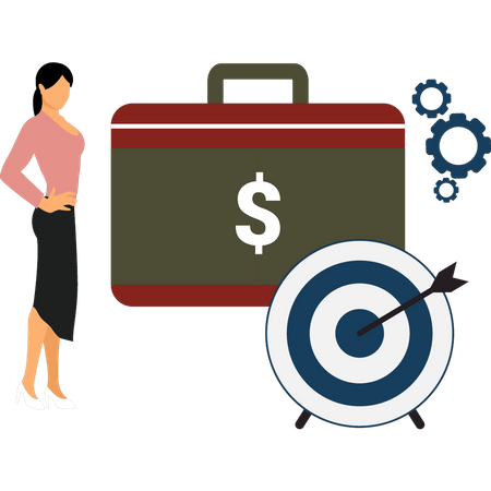 Girl looking at business target  Illustration