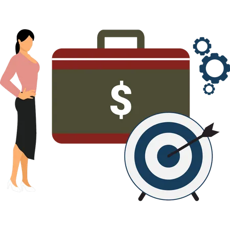 Girl Looking At Business Target Illustration
