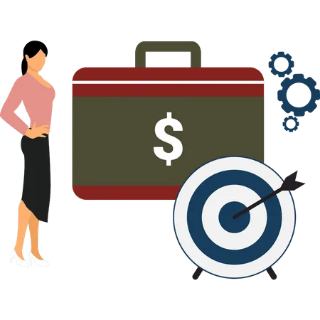 Girl looking at business target  Illustration