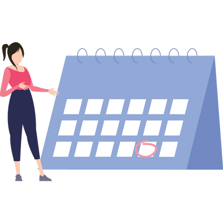 Girl looking at calendar reminder  Illustration