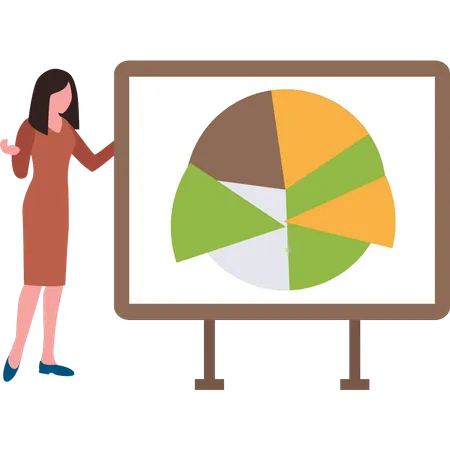 Girl looking at chart board  Illustration