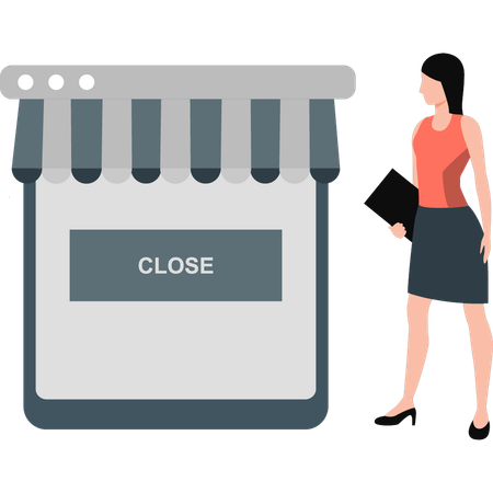 Girl looking at closed tag  Illustration