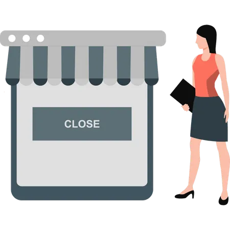 Girl looking at closed tag  Illustration