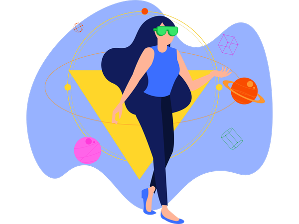 Girl Looking at Constellations  Illustration