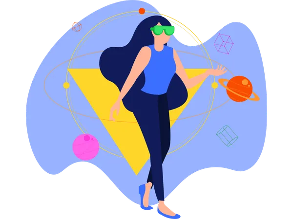 Girl Looking at Constellations  Illustration