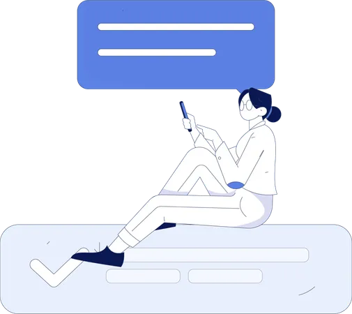 Girl looking at customer feedback  Illustration