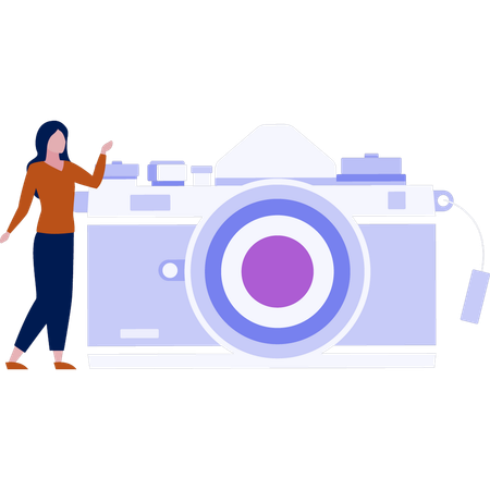 Girl looking at digital camera  Illustration