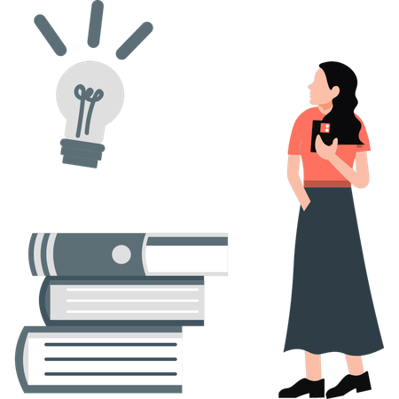 Girl looking at educational idea  Illustration