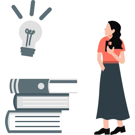 Girl looking at educational idea  Illustration