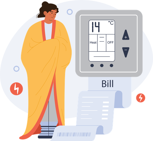 Girl looking at electricity bill  Illustration