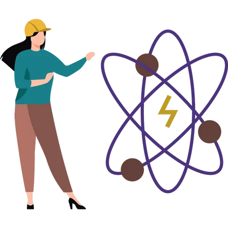 Girl looking at energy science  Illustration