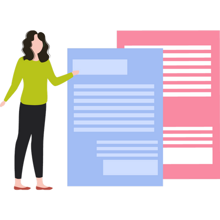 Girl looking at file documents  Illustration