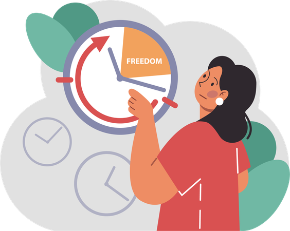 Girl looking at freedom time  Illustration