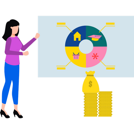 Girl looking at graph  Illustration