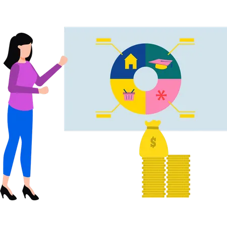 Girl looking at graph  Illustration