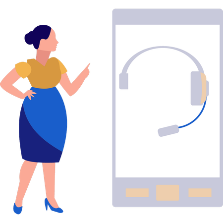 Girl looking at headphones  Illustration