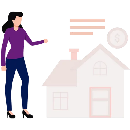Girl looking at house  Illustration