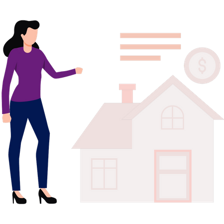 Girl looking at house  Illustration