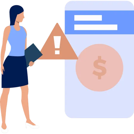 Girl looking at information about dollar  Illustration