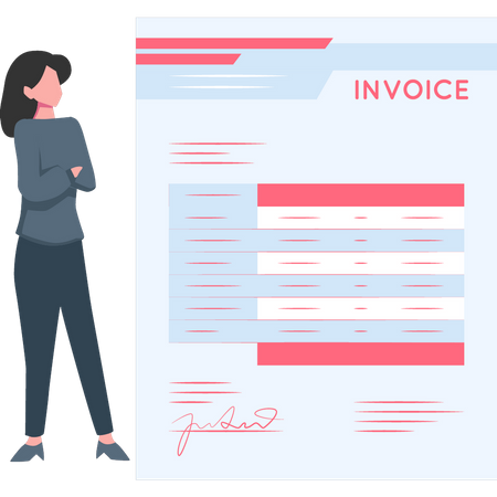 Girl looking at invoice  Illustration